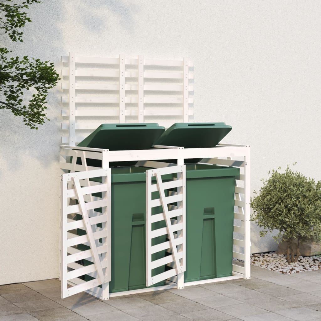 VidaXL Conteneur de rangement double en bois de pin massif blanc