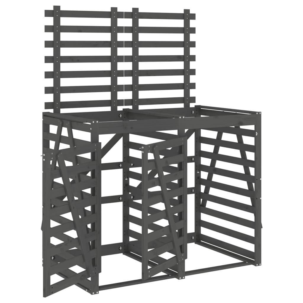 VidaXL Conteneur de rangement double en bois de pin massif gris