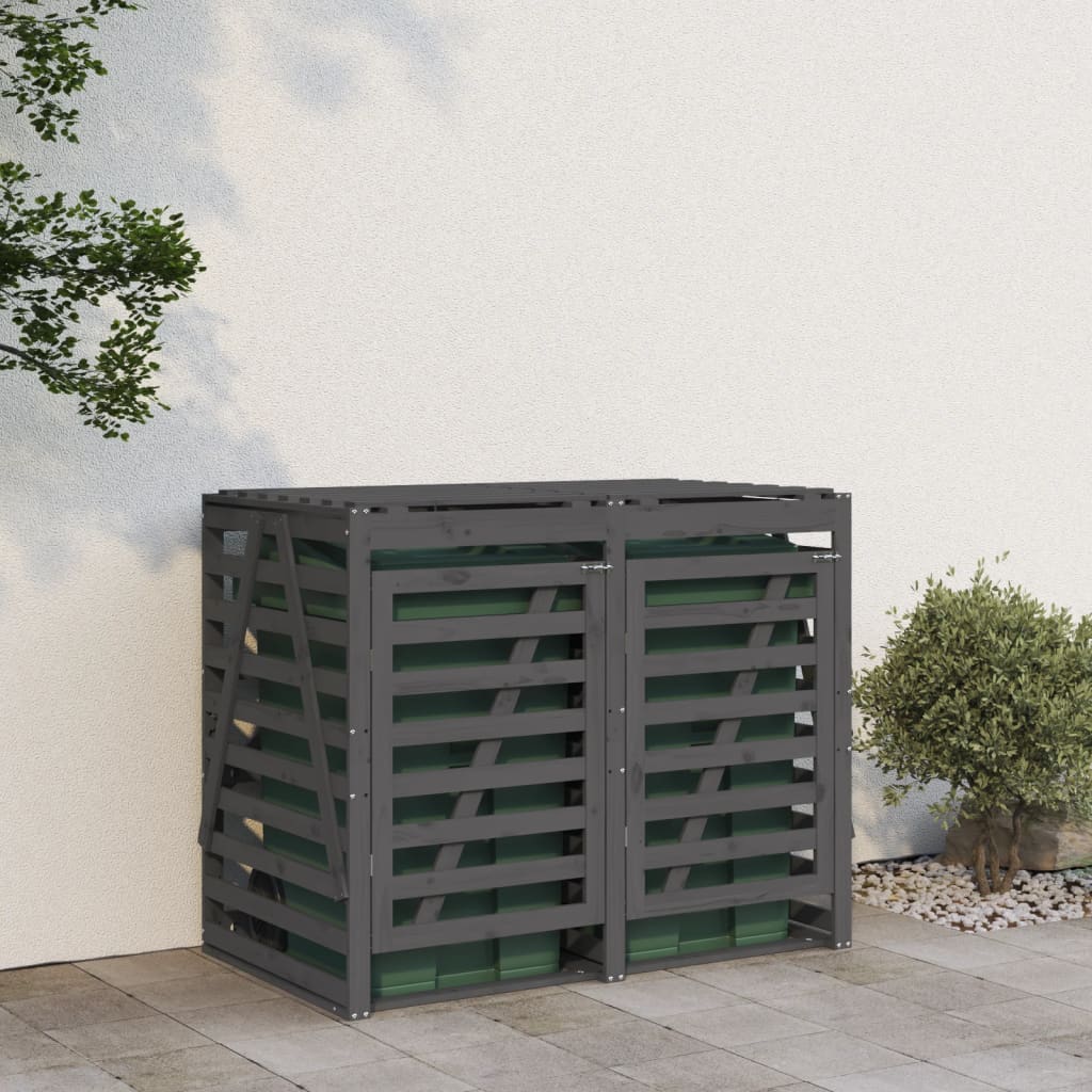 VidaXL Conteneur de rangement double en bois de pin massif gris