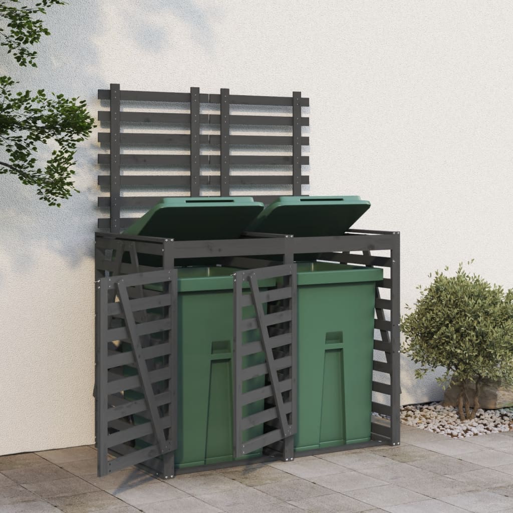 VidaXL Conteneur de rangement double en bois de pin massif gris
