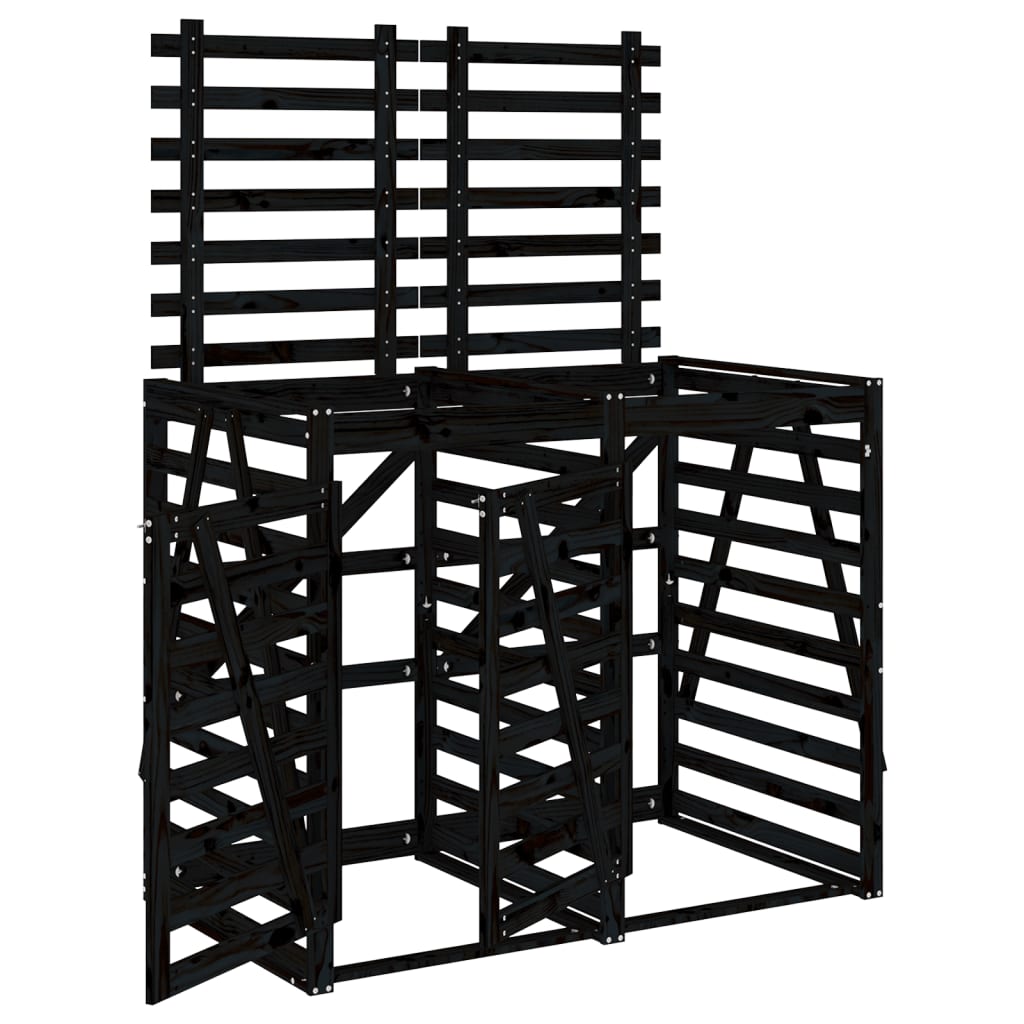 VidaXL Conteneur de rangement double en bois de pin massif noir