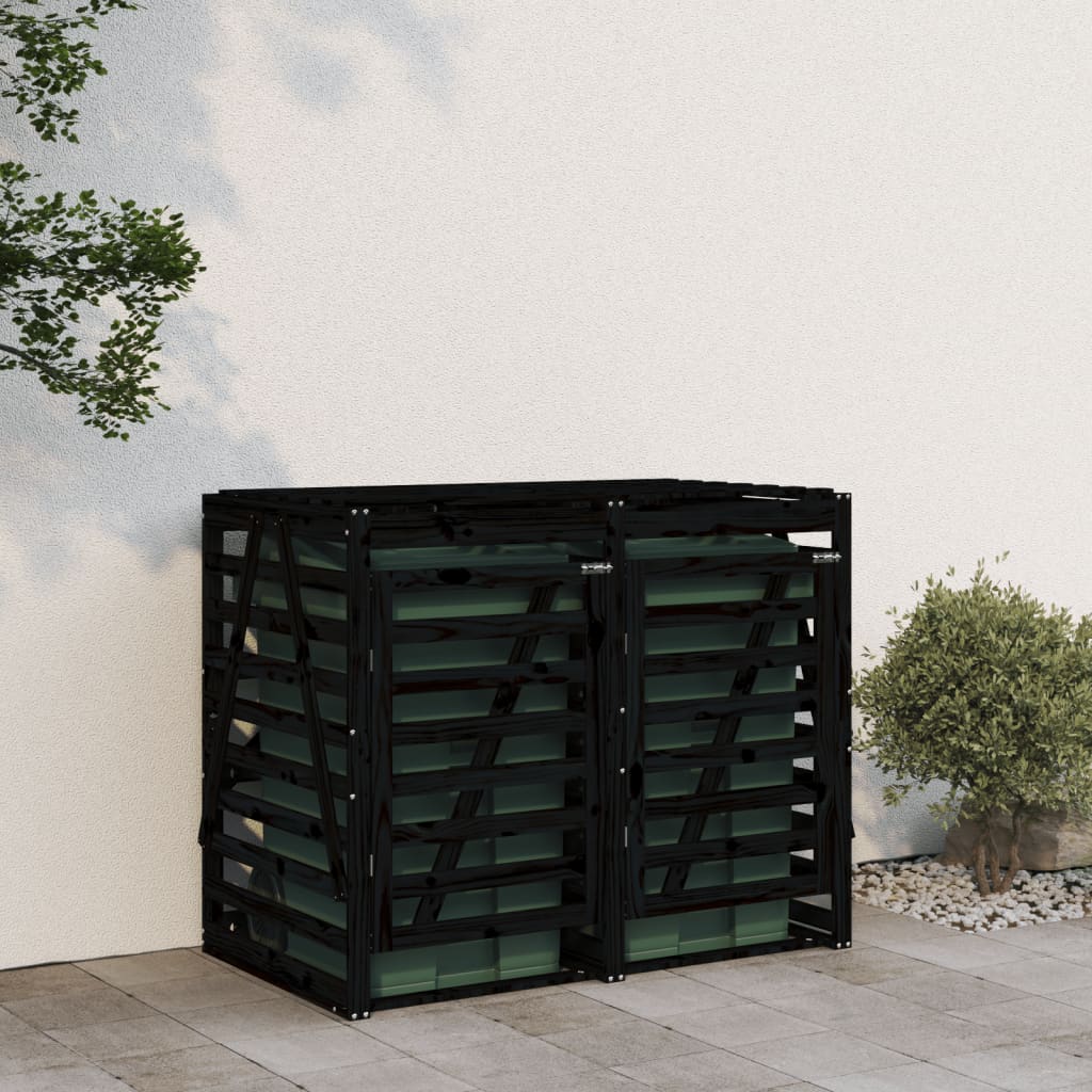 VidaXL Conteneur de rangement double en bois de pin massif noir