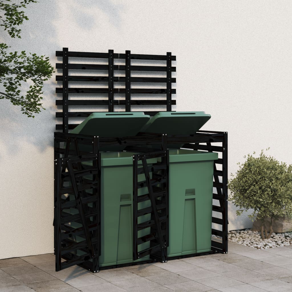 VidaXL Conteneur de rangement double en bois de pin massif noir