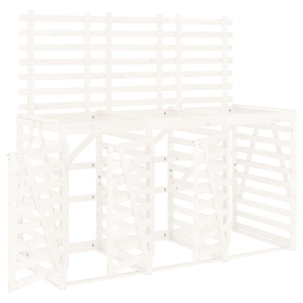 VidaXL Conteneur de rangement triple bois de pin massif blanc