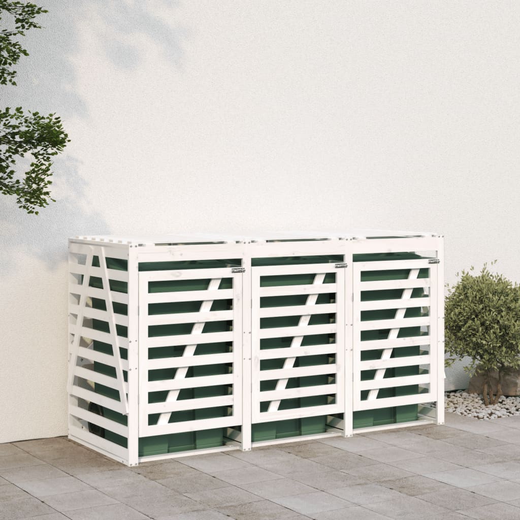 VidaXL Conteneur de rangement triple bois de pin massif blanc