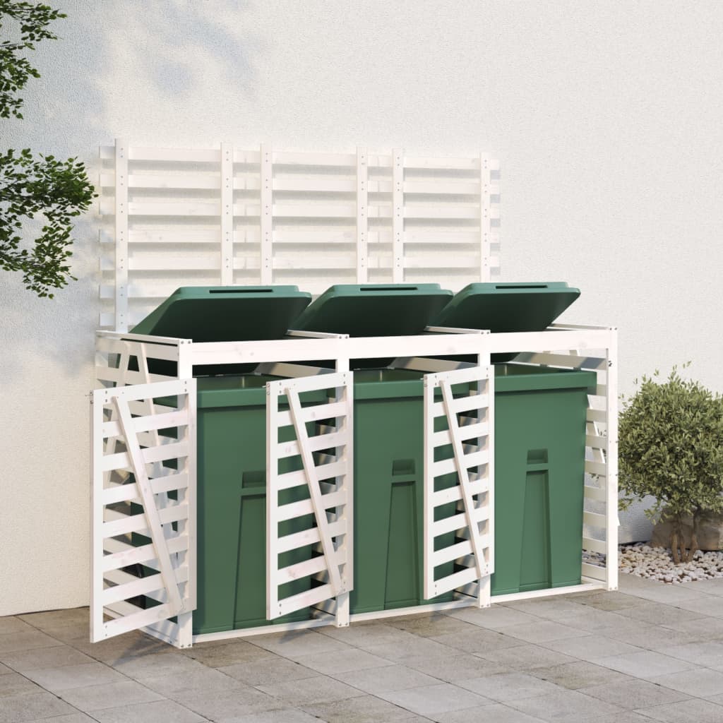 VidaXL Conteneur de rangement triple bois de pin massif blanc
