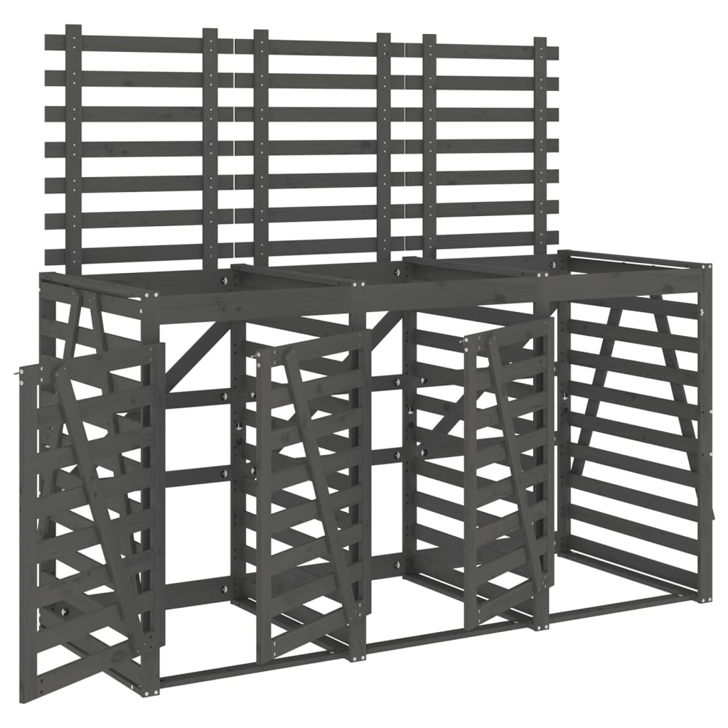VidaXL Conteneur de rangement triple bois de pin massif gris