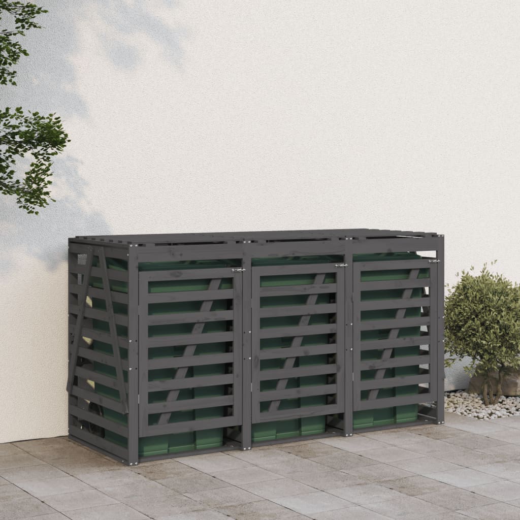 VidaXL Conteneur de rangement triple bois de pin massif gris
