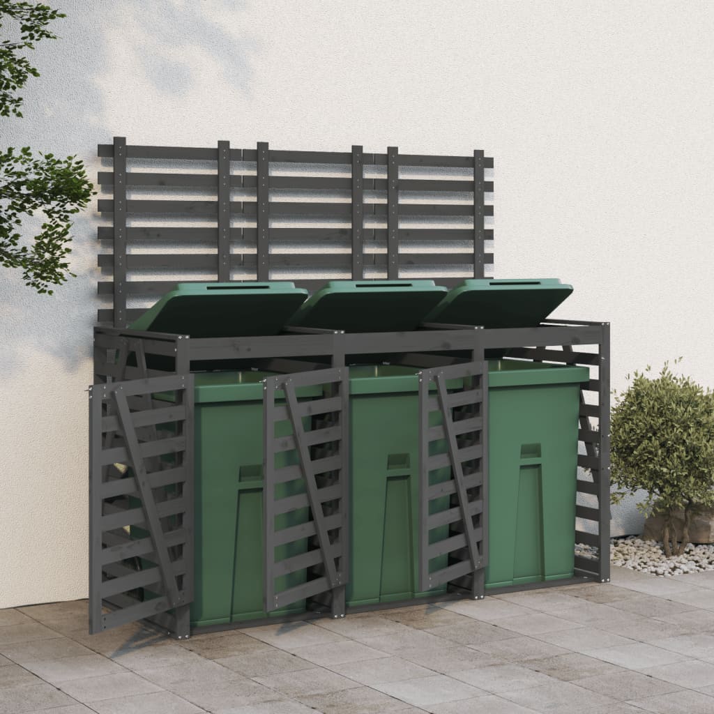 VidaXL Conteneur de rangement triple bois de pin massif gris