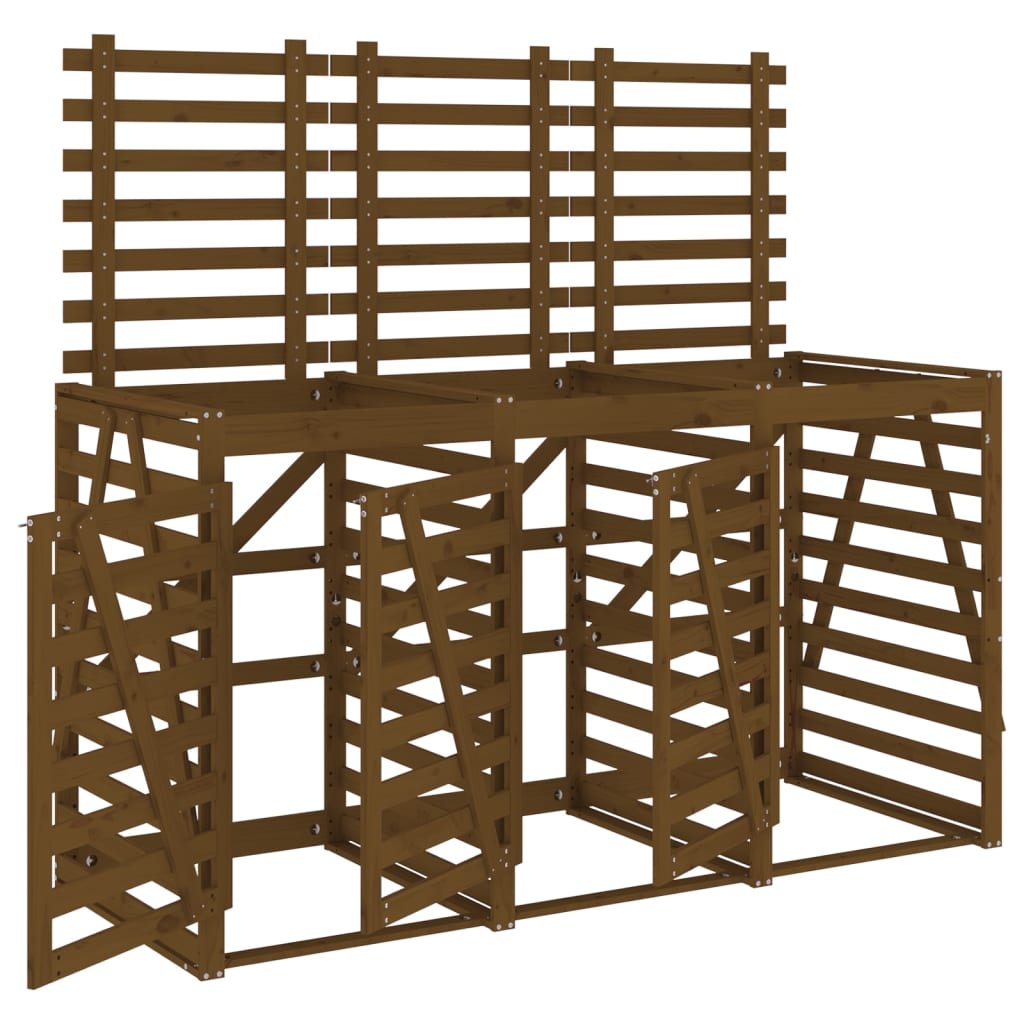 VidaXL Conteneur de rangement triple en bois de pin massif marron miel