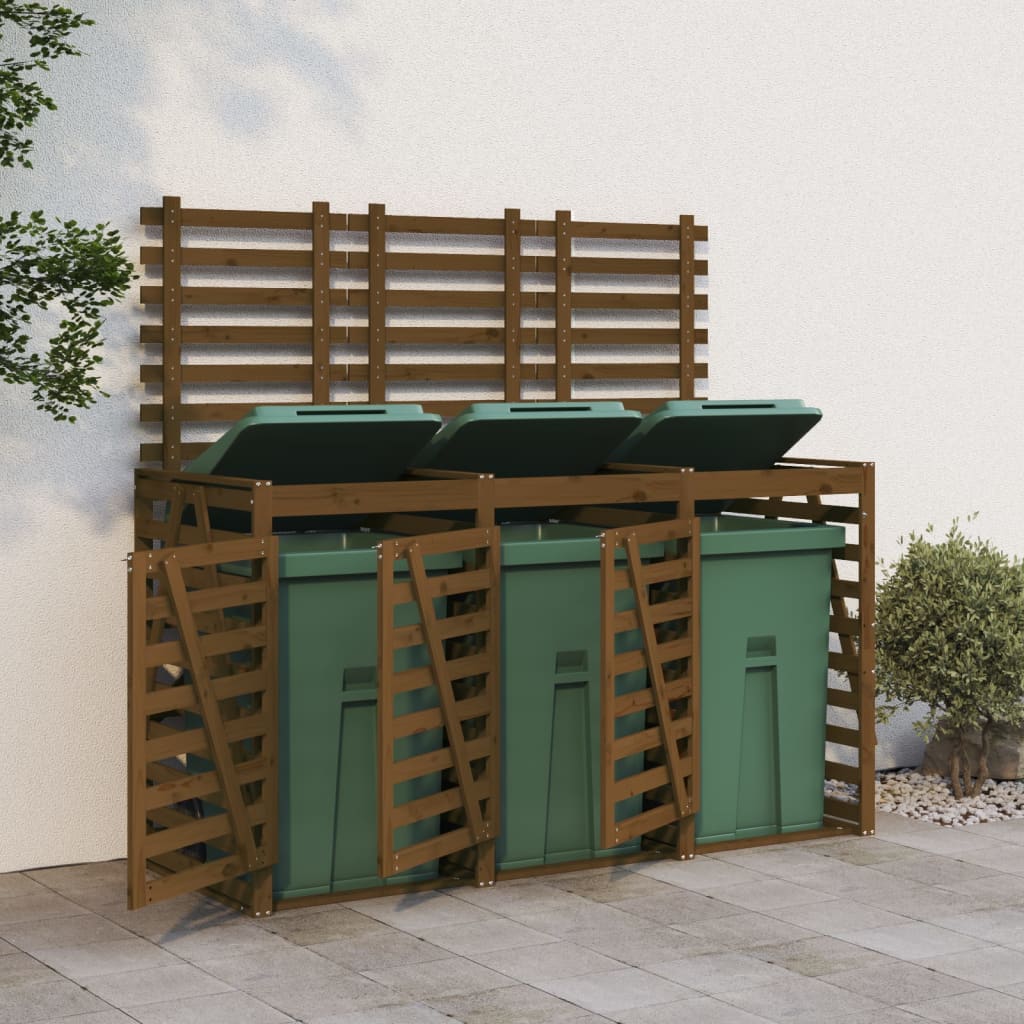 VidaXL Conteneur de rangement triple en bois de pin massif marron miel
