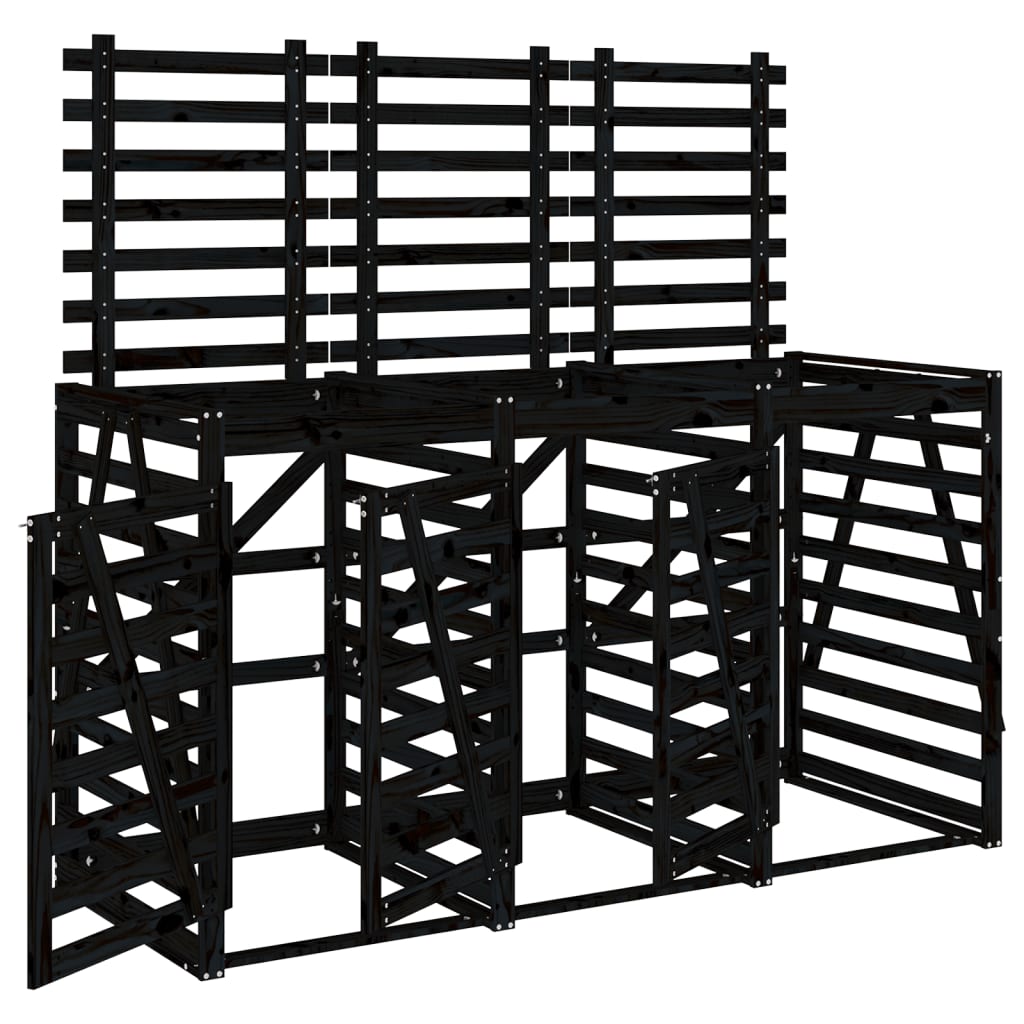 VidaXL Conteneur de rangement triple bois de pin massif noir