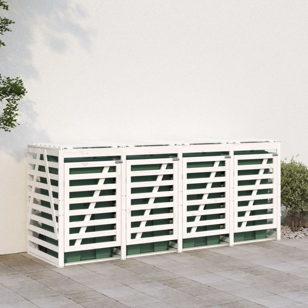VidaXL Conteneur de rangement quadruple en bois de pin massif blanc