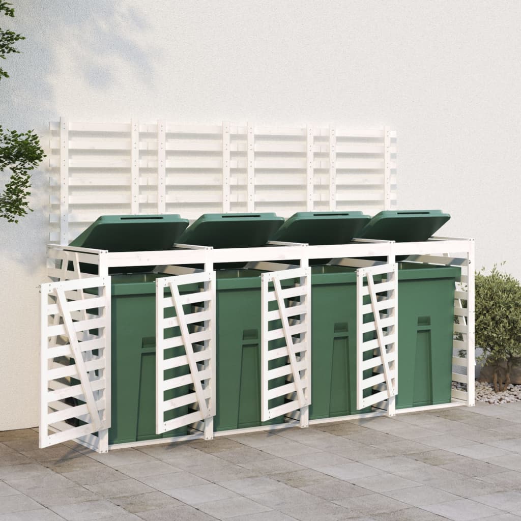 VidaXL Conteneur de rangement quadruple en bois de pin massif blanc