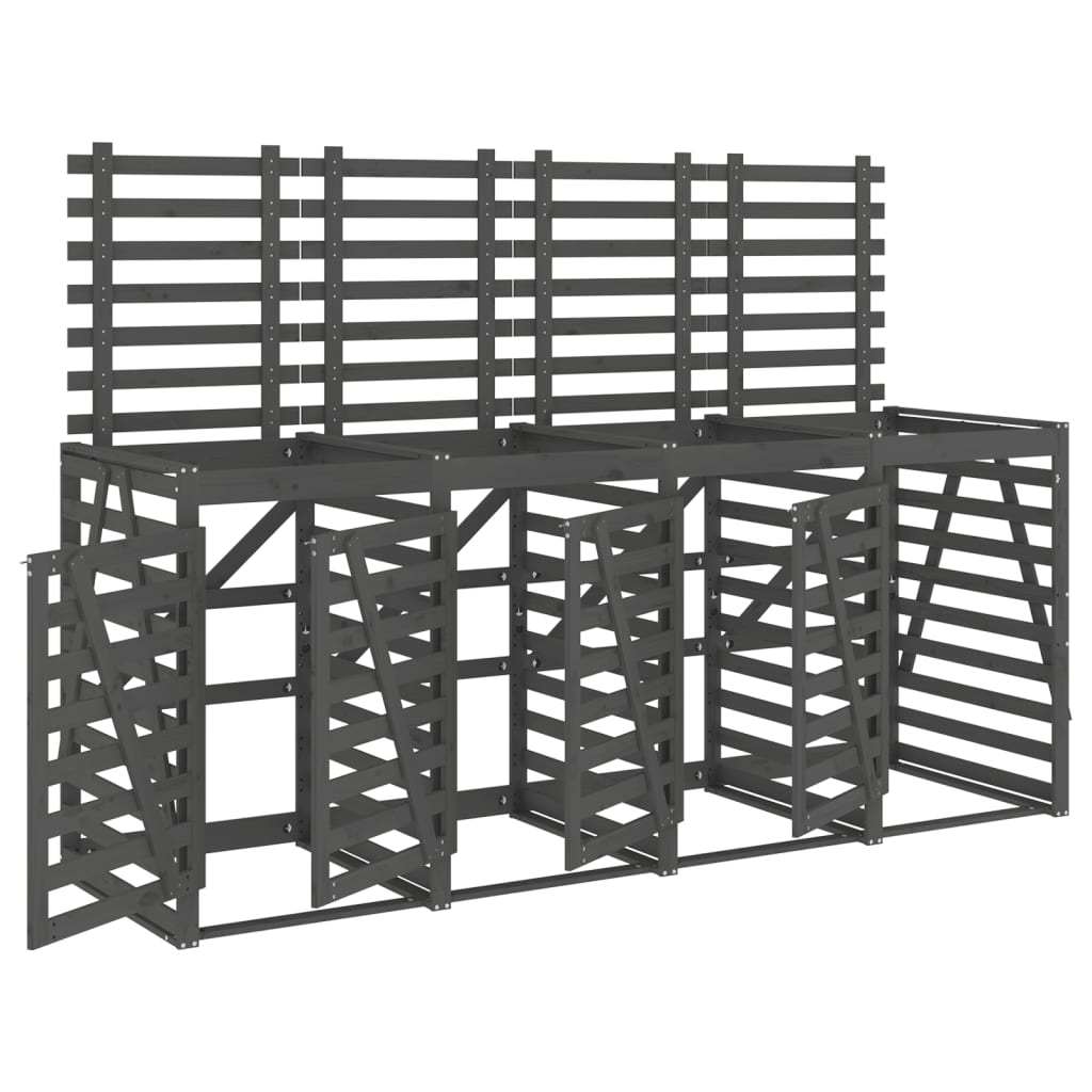 VidaXL Conteneur de rangement quadruple en bois de pin massif gris