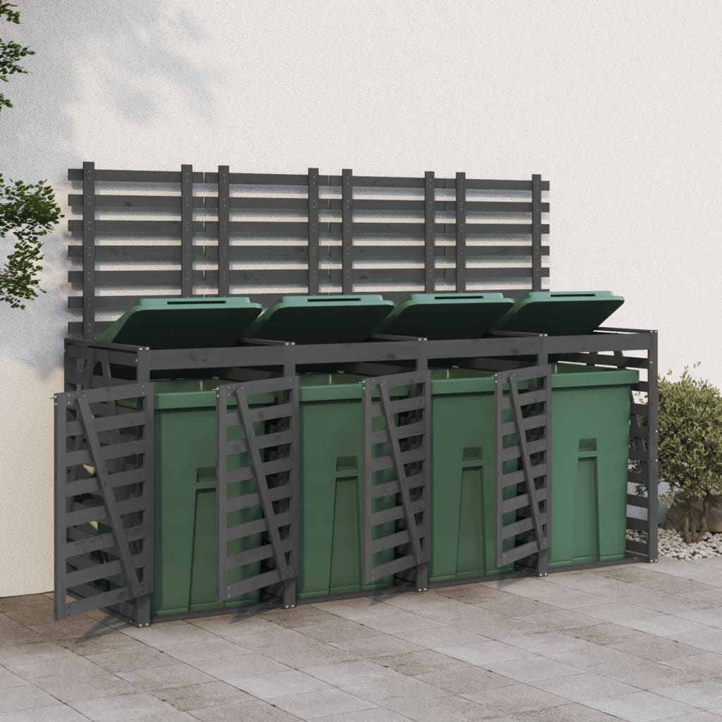 VidaXL Conteneur de rangement quadruple en bois de pin massif gris