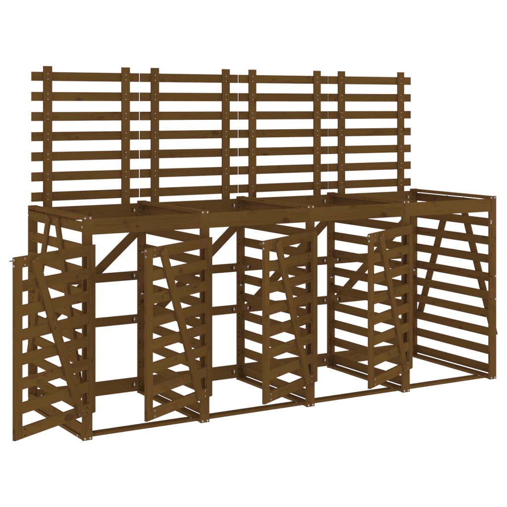 VidaXL Conteneur de rangement quadruple en bois de pin massif marron miel