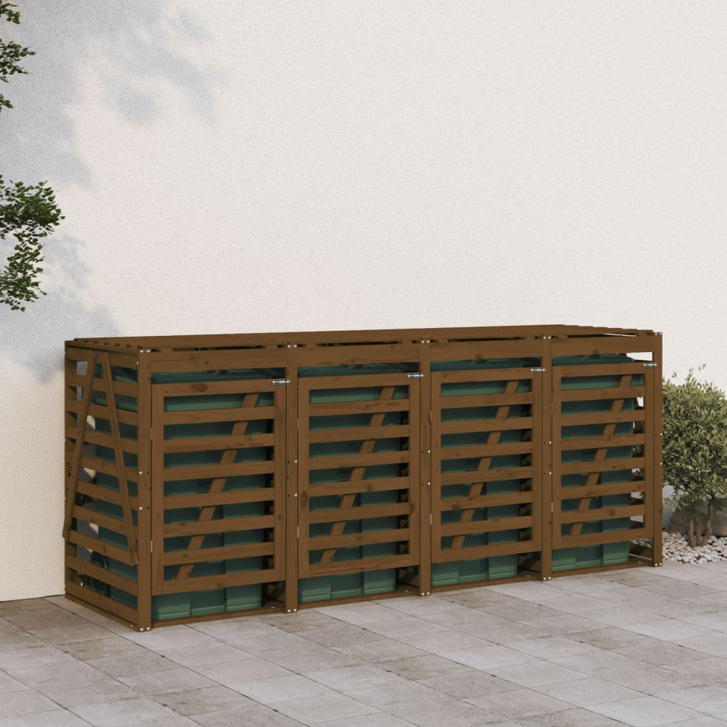 VidaXL Conteneur de rangement quadruple en bois de pin massif marron miel