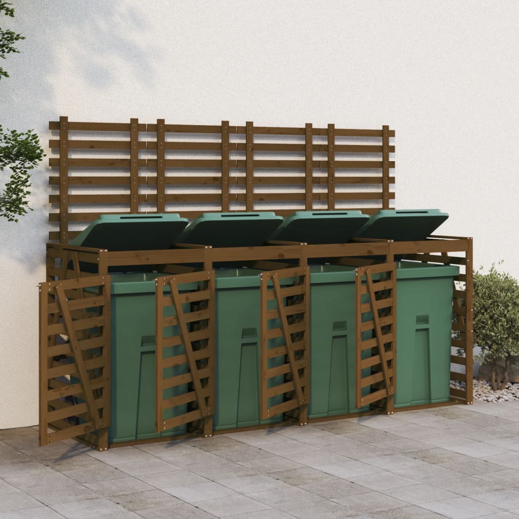 VidaXL Conteneur de rangement quadruple en bois de pin massif marron miel