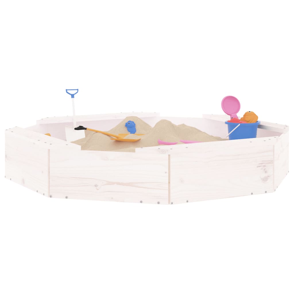 VidaXL bac à sable avec bancs octogonaux en bois de pin massif blanc