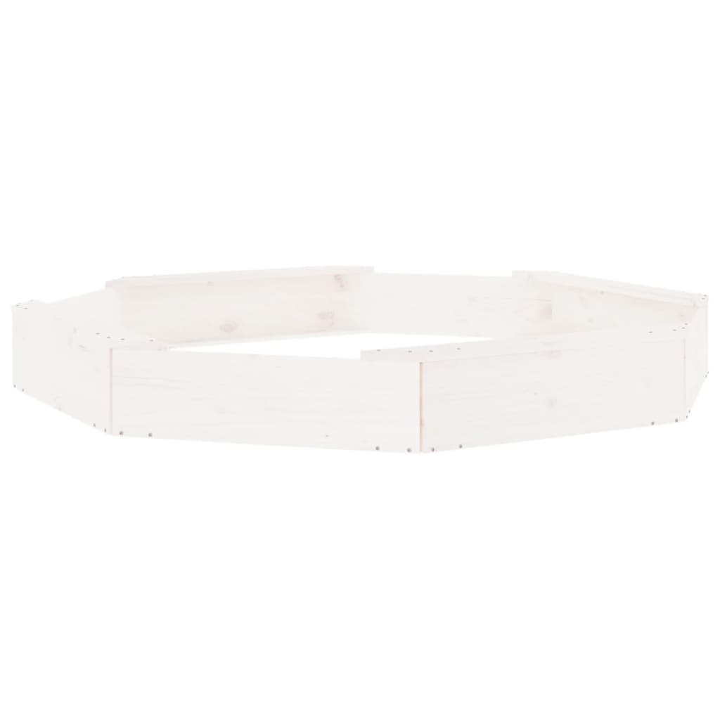 VidaXL bac à sable avec bancs octogonaux en bois de pin massif blanc
