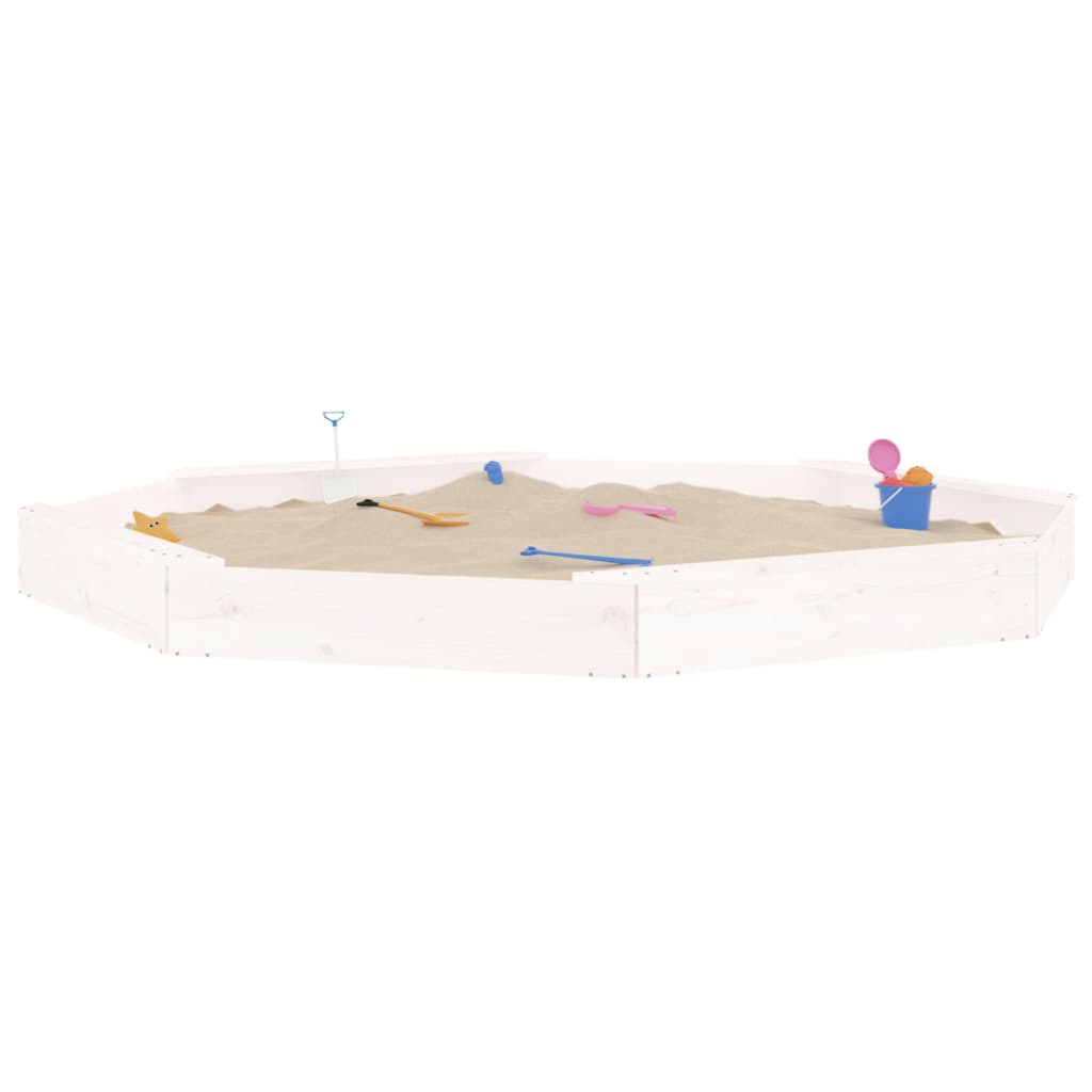VidaXL bac à sable avec bancs octogonaux en bois de pin massif blanc