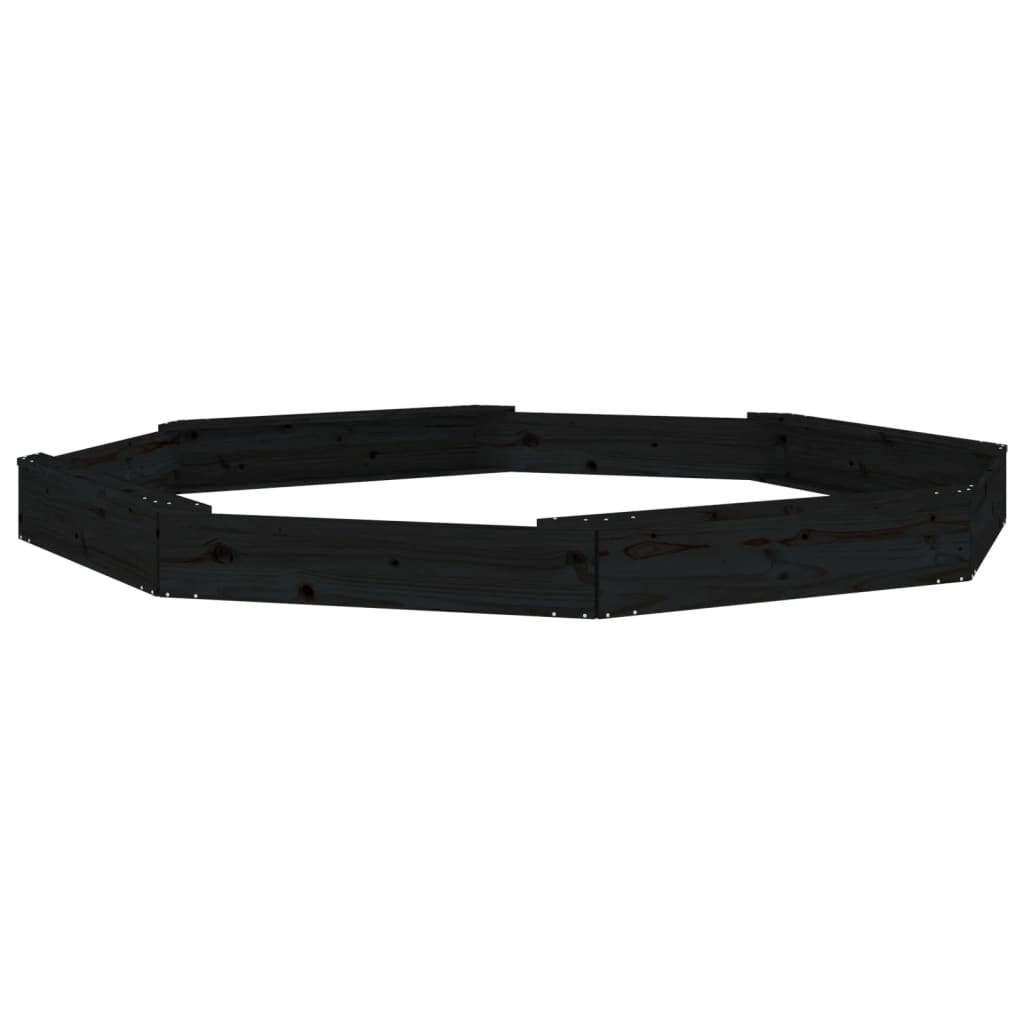 VidaXL bac à sable avec bancs octogonaux en bois de pin massif noir