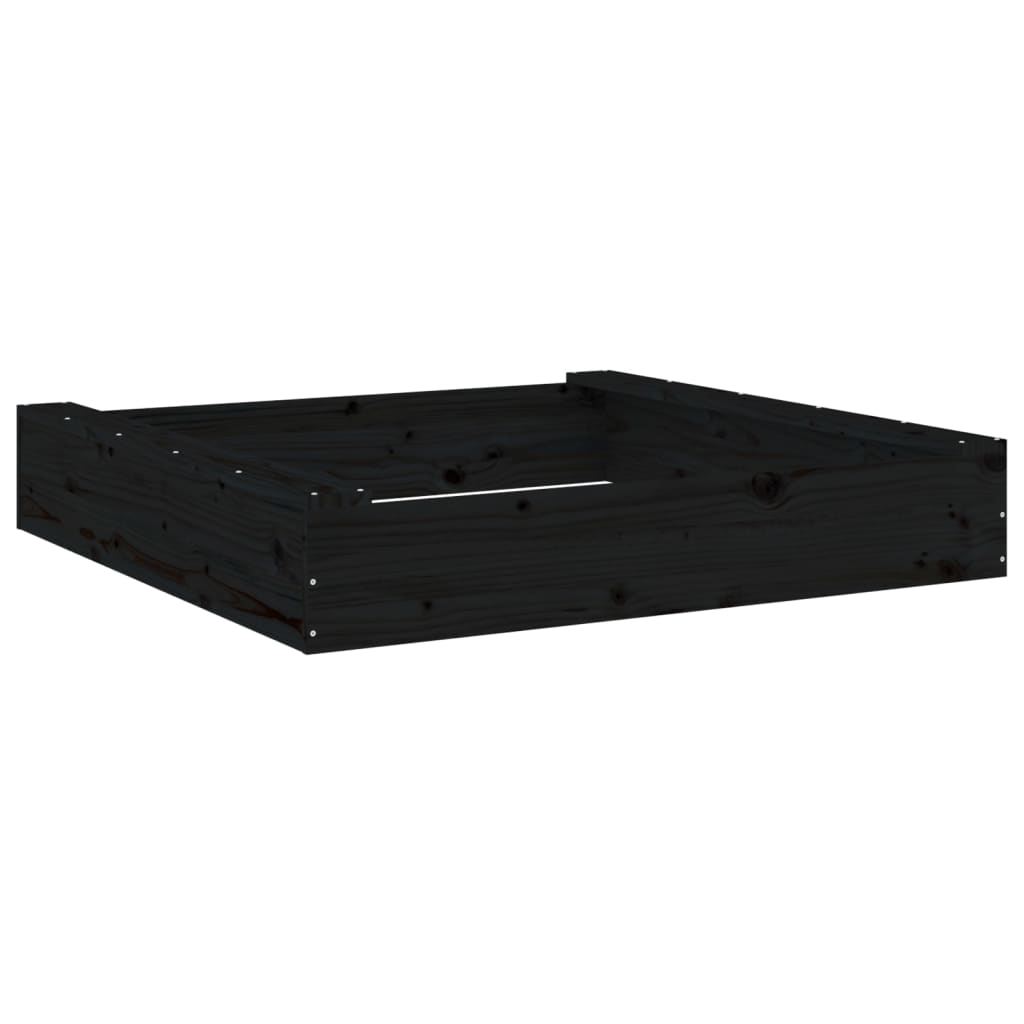 VidaXL bac à sable avec bancs carré en bois de pin massif noir
