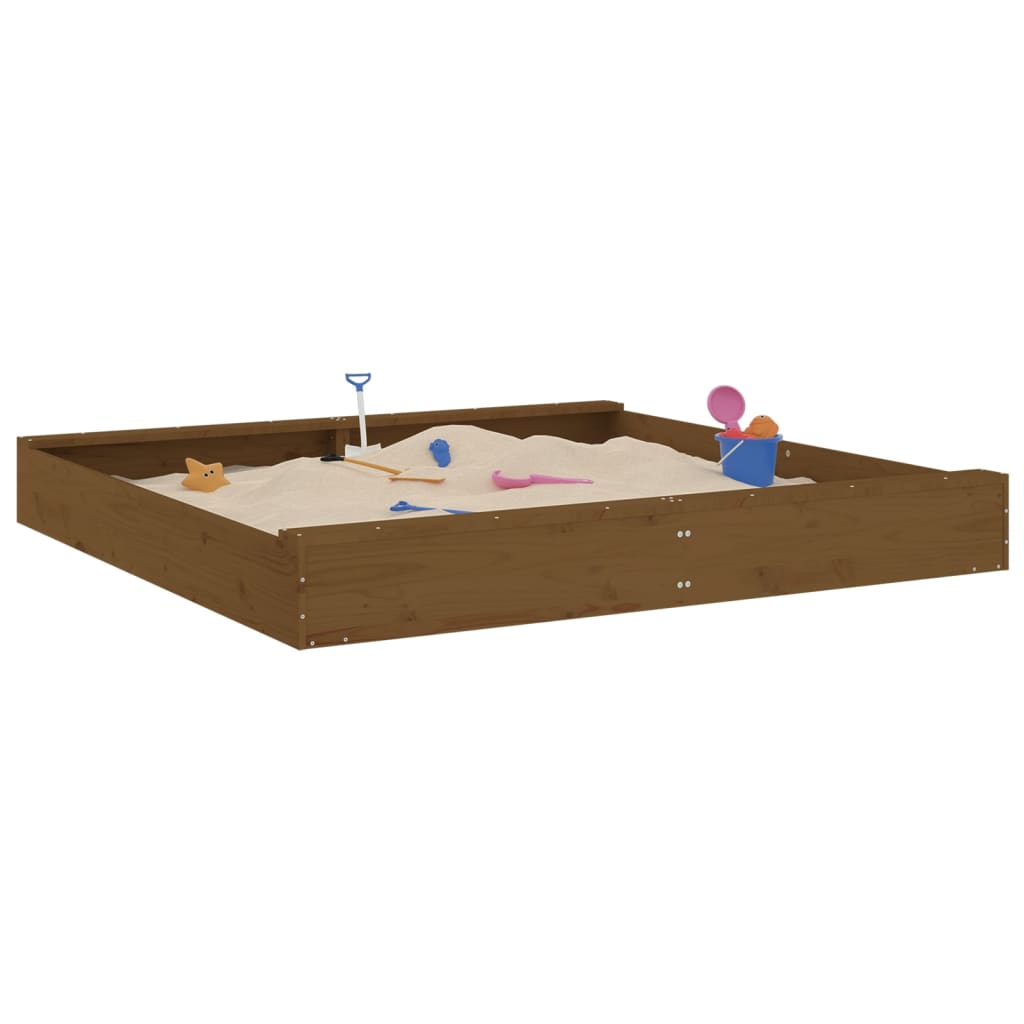 VidaXL bac à sable avec bancs carré en bois de pin massif marron miel