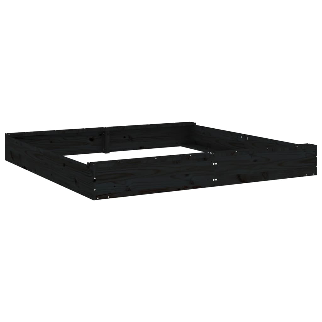 VidaXL bac à sable avec bancs carré en bois de pin massif noir