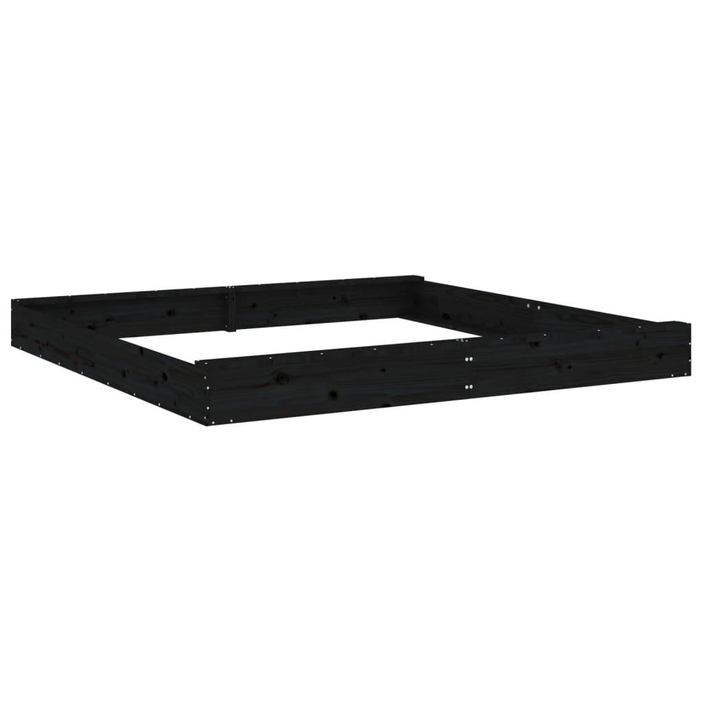 VidaXL bac à sable avec bancs carré en bois de pin massif noir