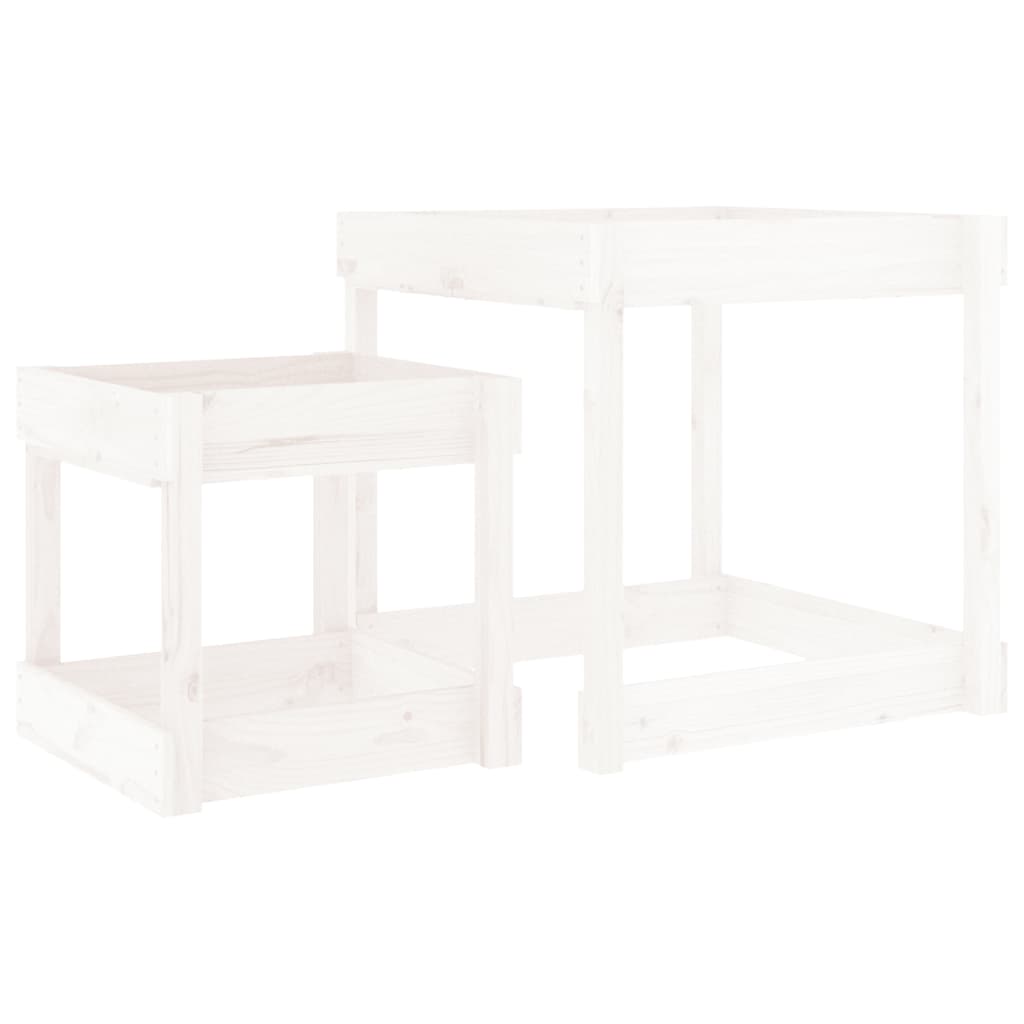 VidaXL tables de sable 2 pcs bois de pin massif blanc