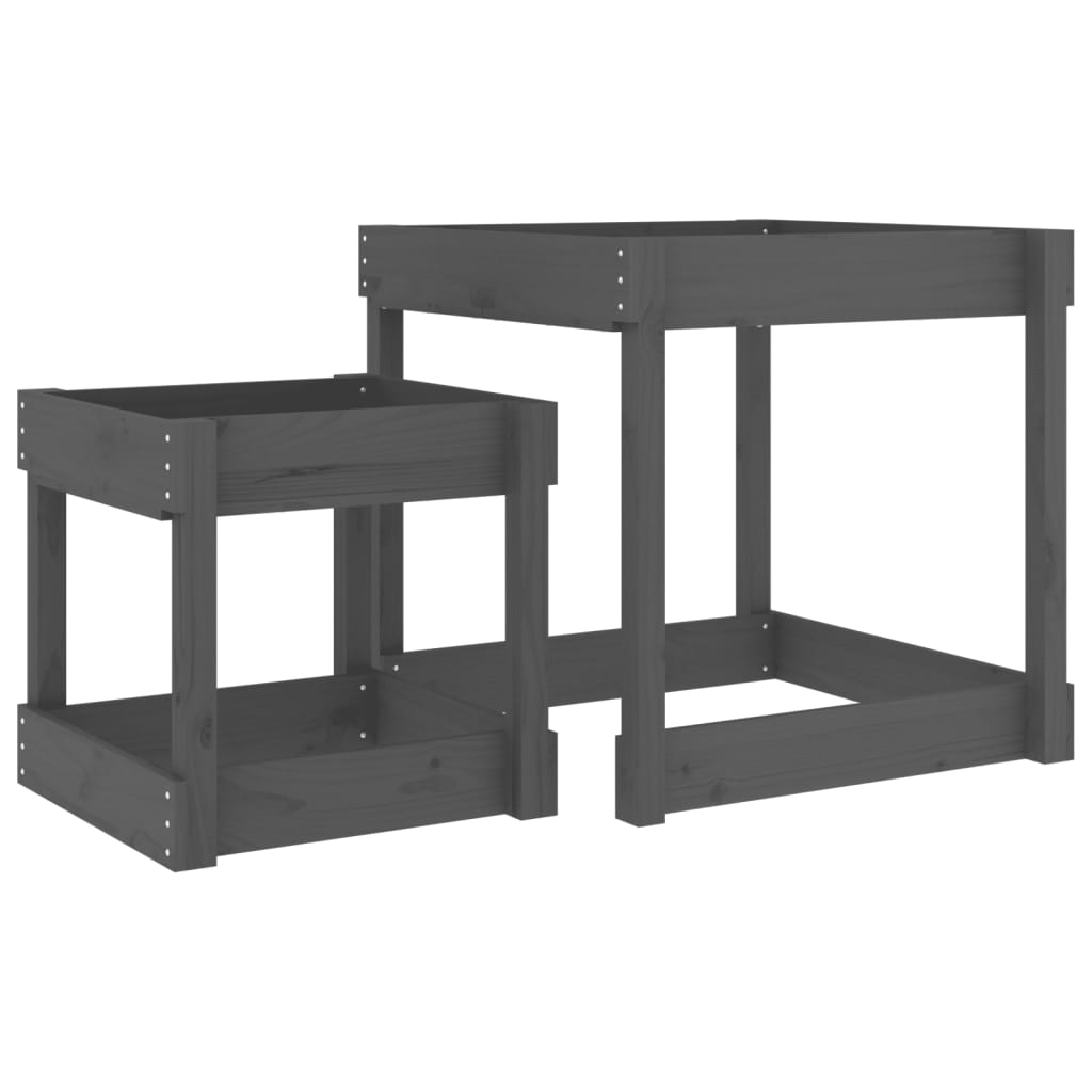 VidaXL tables de sable 2 pcs bois de pin massif gris