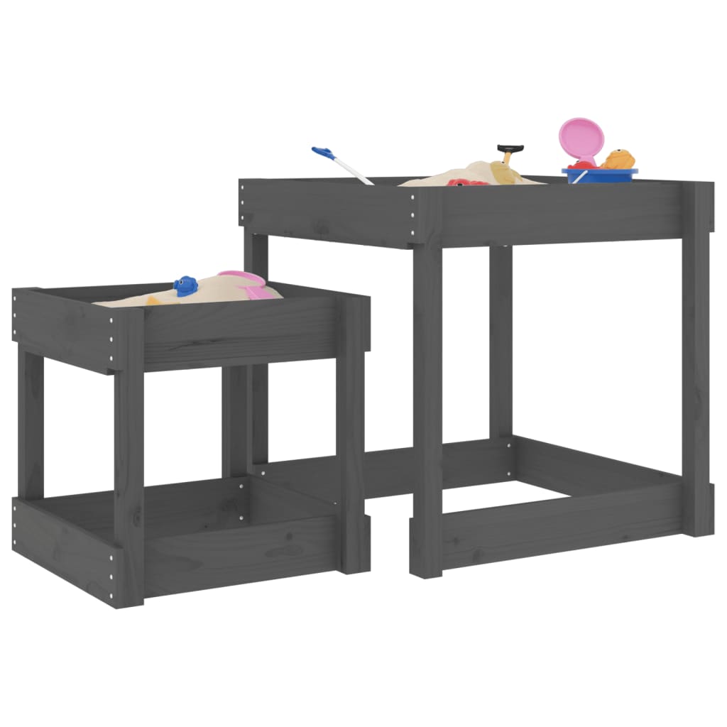 VidaXL tables de sable 2 pcs bois de pin massif gris