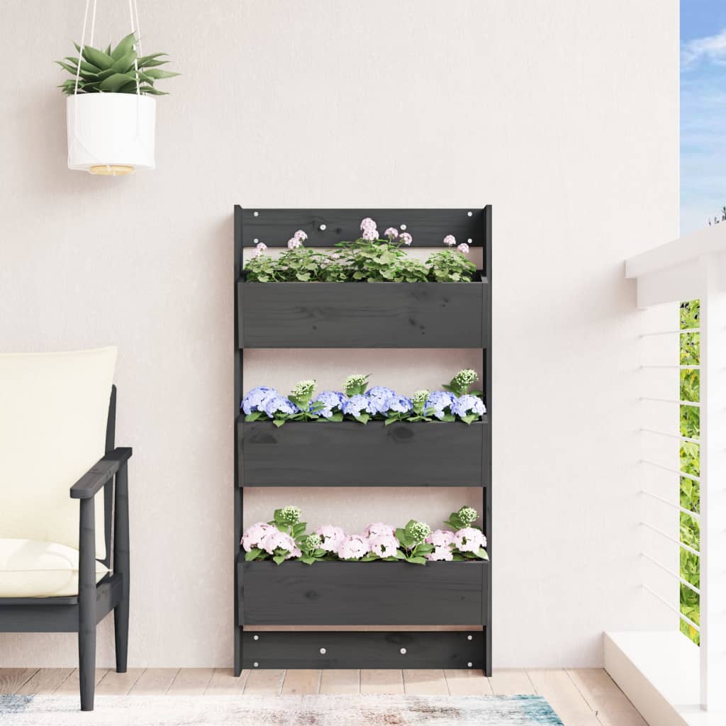 Vidaxx jardinière murale 3 couches 60x18,5x110 cm bois de pin gris