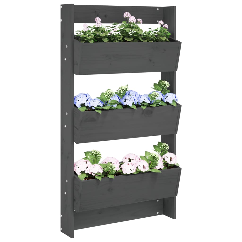 Vidaxx jardinière murale 3 couches 60x18,5x110 cm bois de pin gris