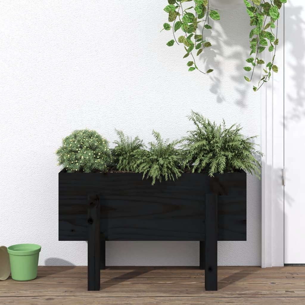 Vidaxx jardinière 62x30x38 cm bois de pin massif noir