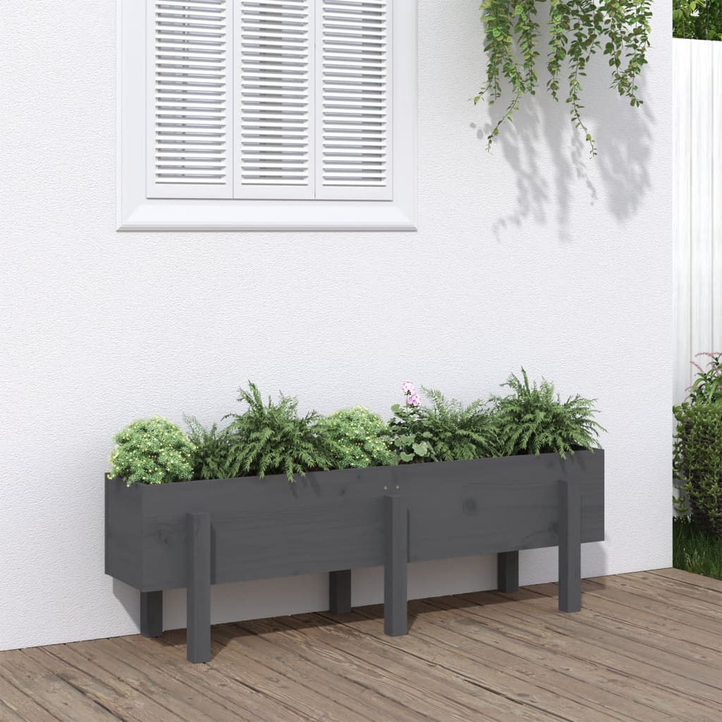 Vidaxx jardinière surélevée 121x30x38 cm bois de pin massif gris