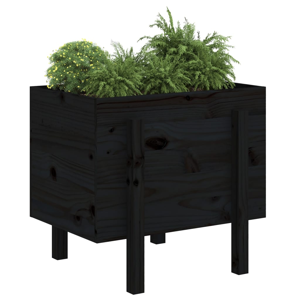 Vidaxx jardinière 62x50x57 cm bois de pin massif noir