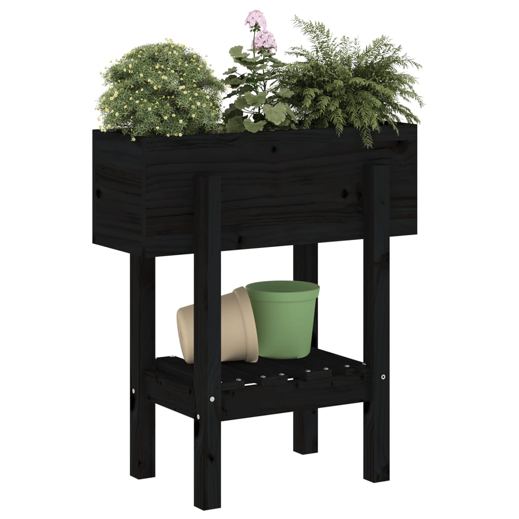 Vidaxx jardinière 62x30x69 cm bois de pin massif noir