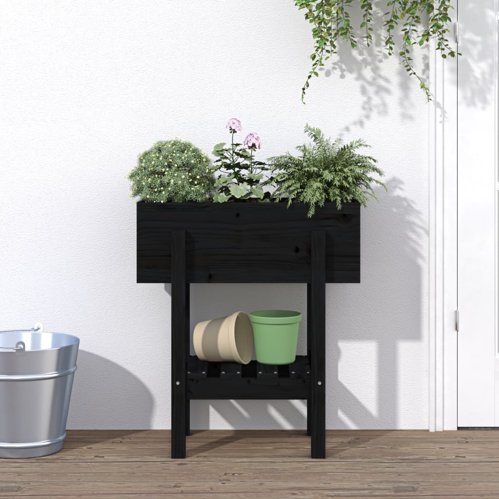 Vidaxx jardinière 62x30x69 cm bois de pin massif noir