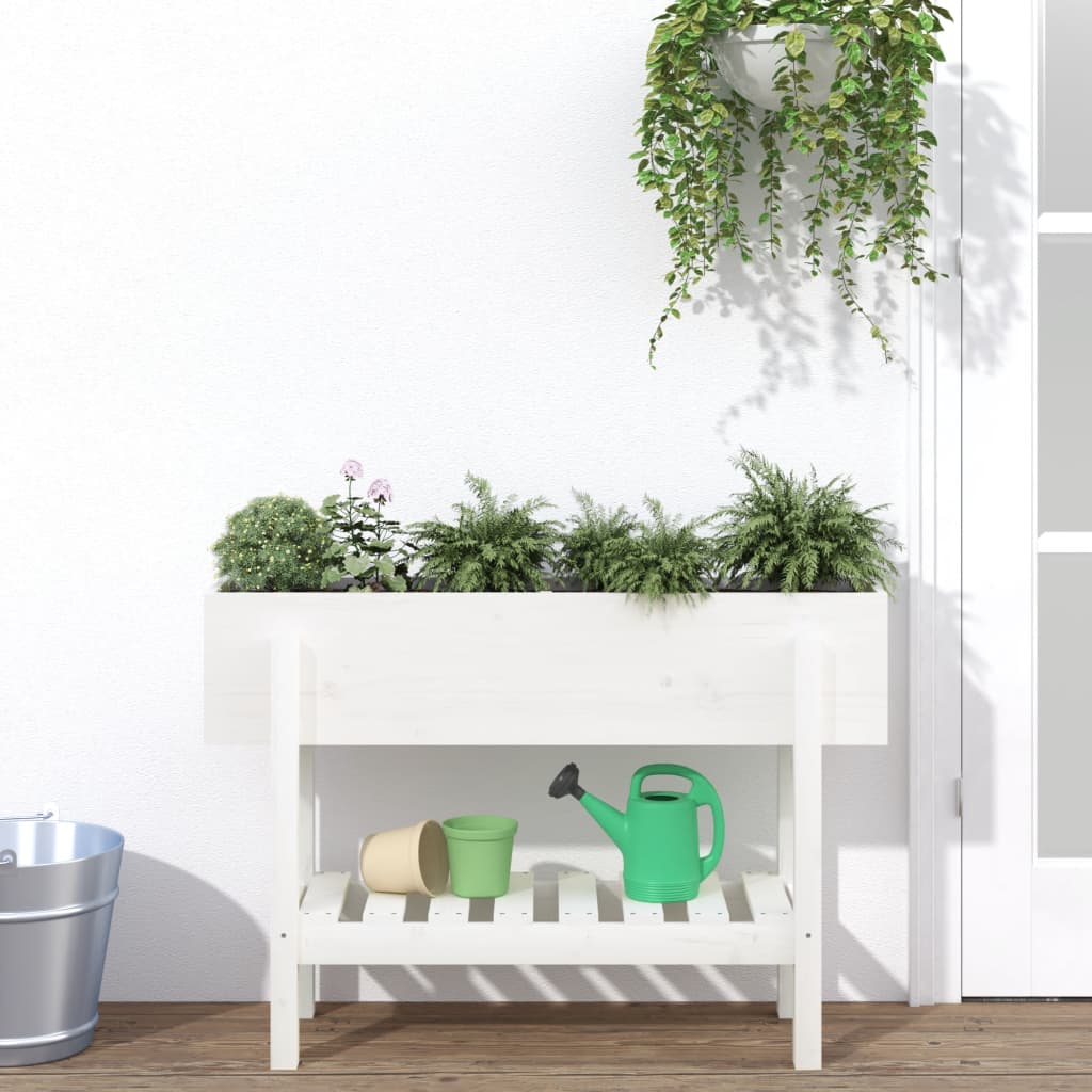 Vidaxx jardinière surélevée 101x30x69 cm bois de pin massif blanc