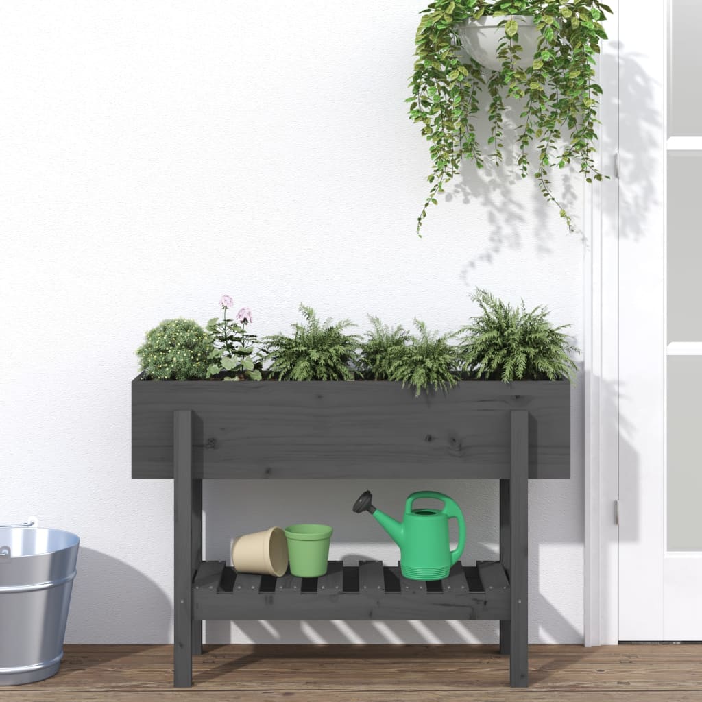 Vidaxx jardinière surélevée 101x30x69 cm bois de pin massif gris