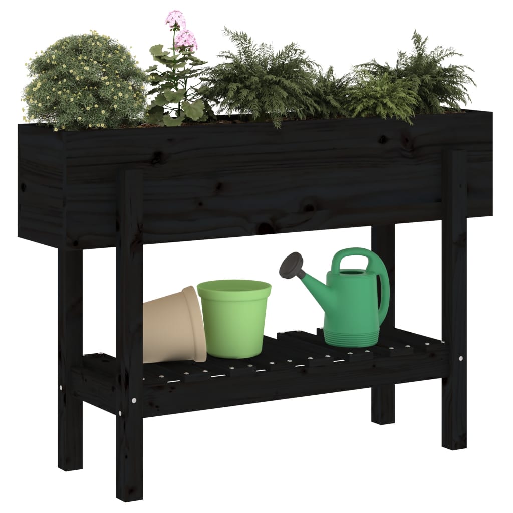 Vidaxx jardinière surélevée 101x30x69 cm bois de pin massif noir