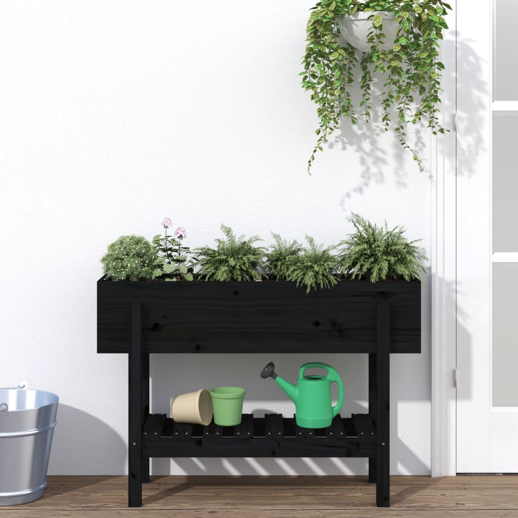 Vidaxx jardinière surélevée 101x30x69 cm bois de pin massif noir