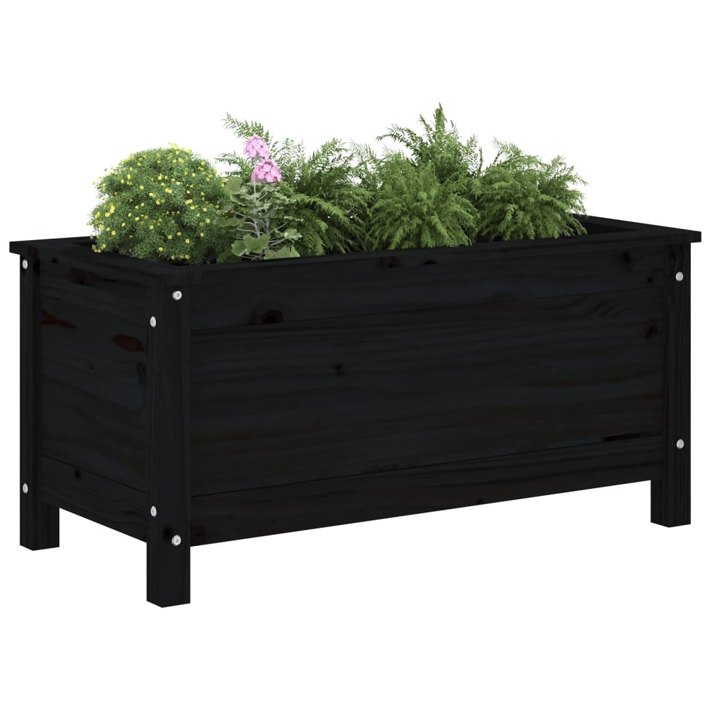 VidaXL Jardinière 82,5x40x39 cm bois de pin massif noir