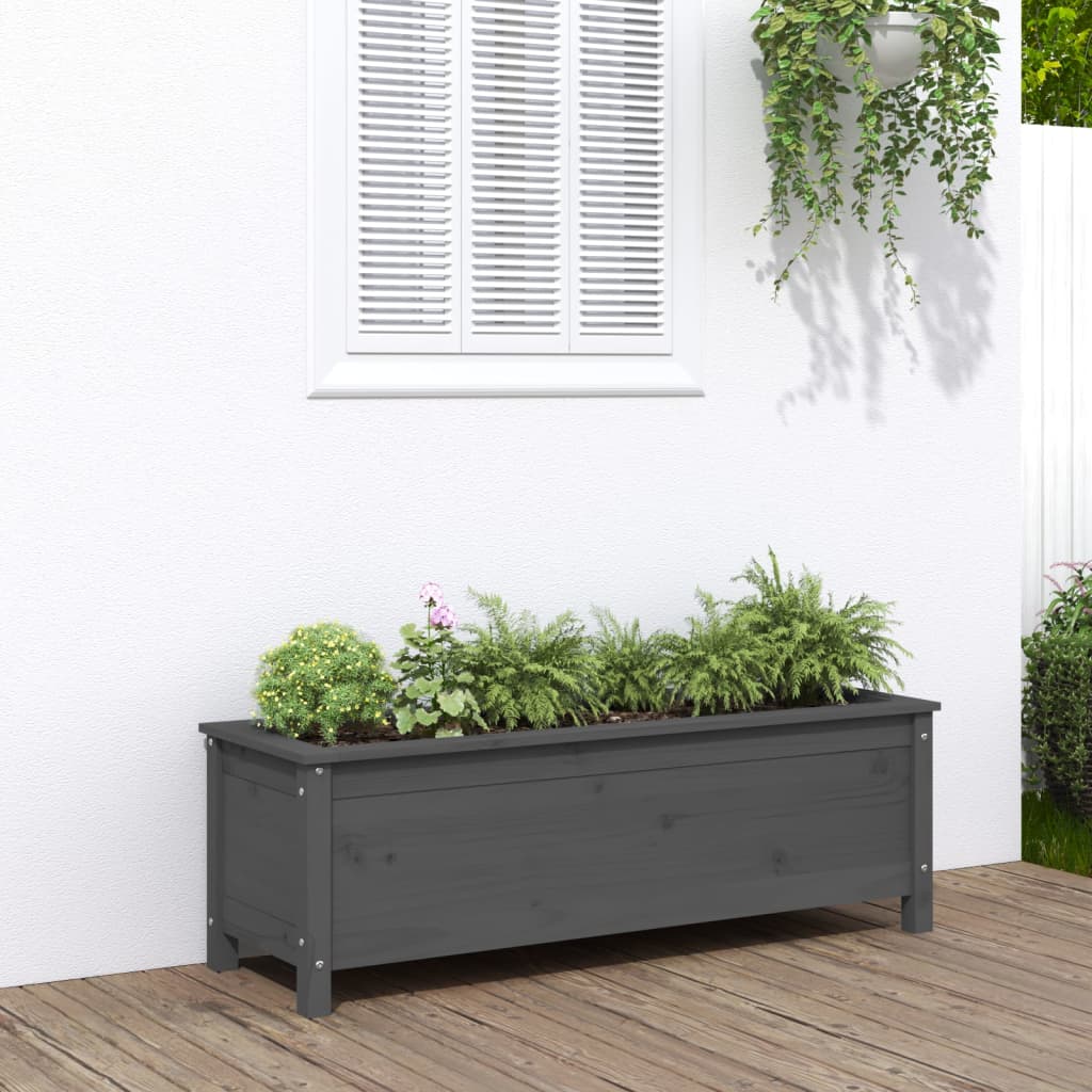 Vidaxx jardinière surélevée 119,5x40x39 cm bois de pin massif gris