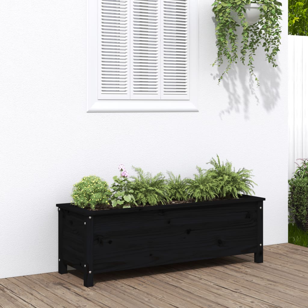 Vidaxx jardinière surélevée 119,5x40x39 cm bois de pin massif noir