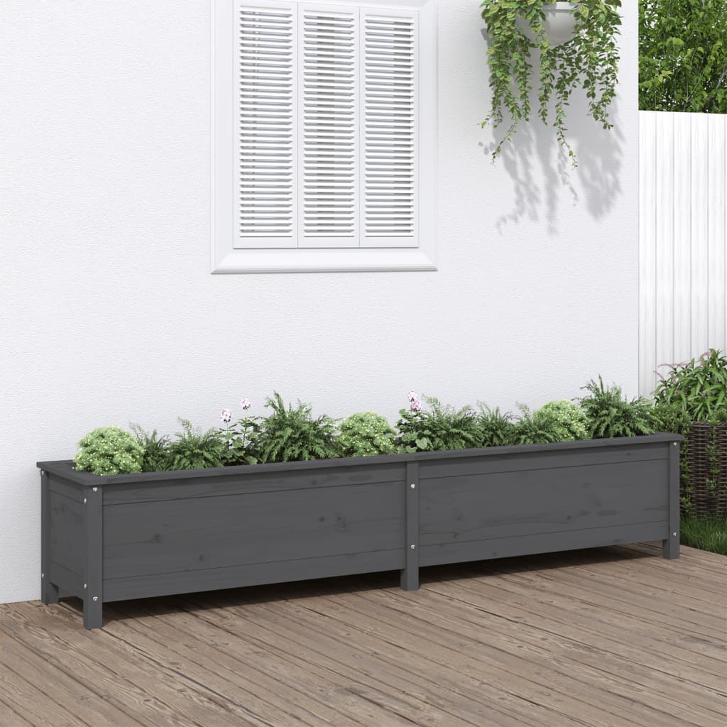 Vidaxx jardinière surélevée 199,5x40x39 cm bois de pin massif gris