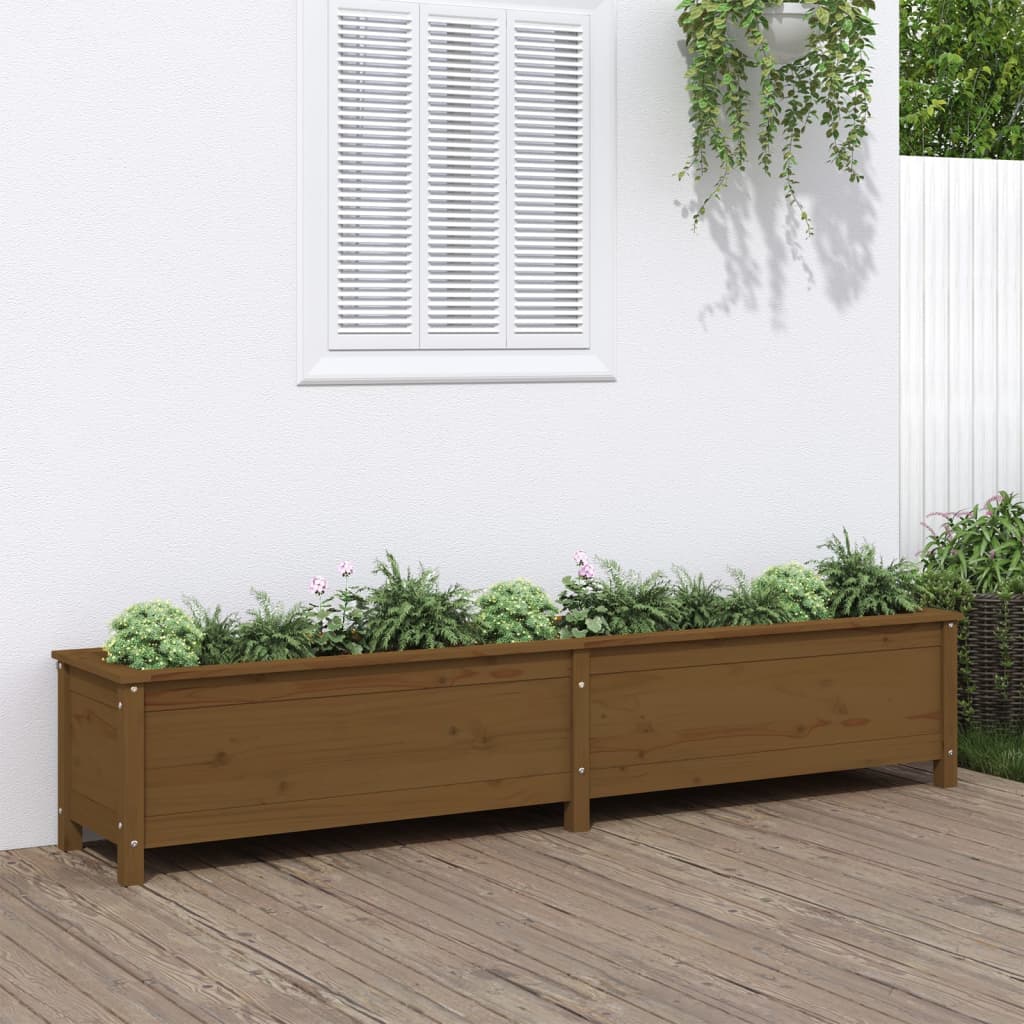 Vidaxx jardinière surélevée 199,5x40x39 cm pin massif marron miel